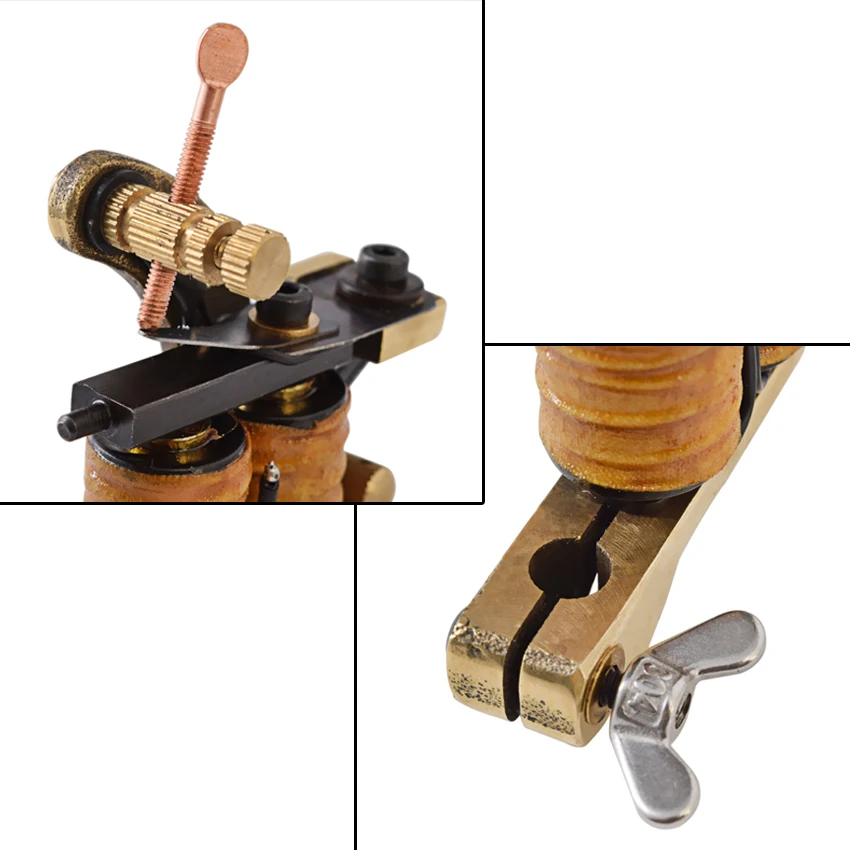 

Professional Brass Wire 10 wraps Shader Manual Handmade Cast Brass Frame Tattoo Machine Gun