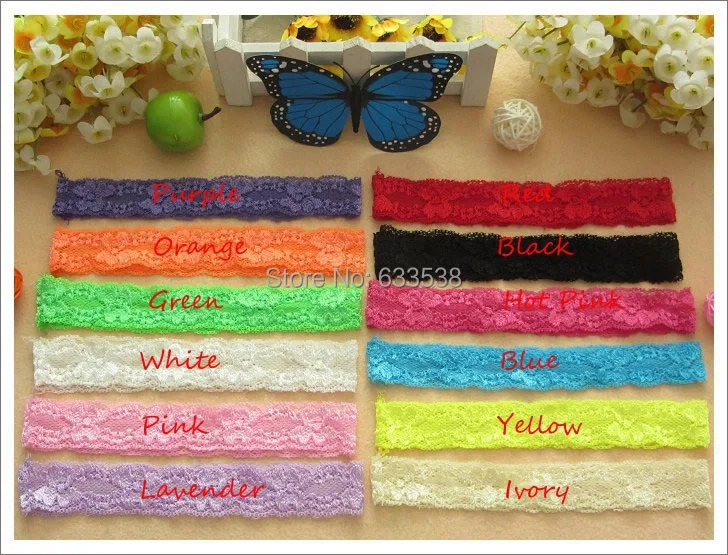

Wholesale 240pcs/lot 12 colors Girls Stretcher Elastic Lace Hair Band Headbands Headwear Kids Hair Accesories