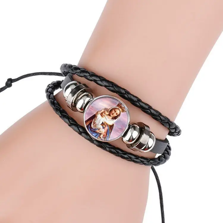 Кожаный браслет с рисунком из мультфильма Иисус Христос аксессуары для