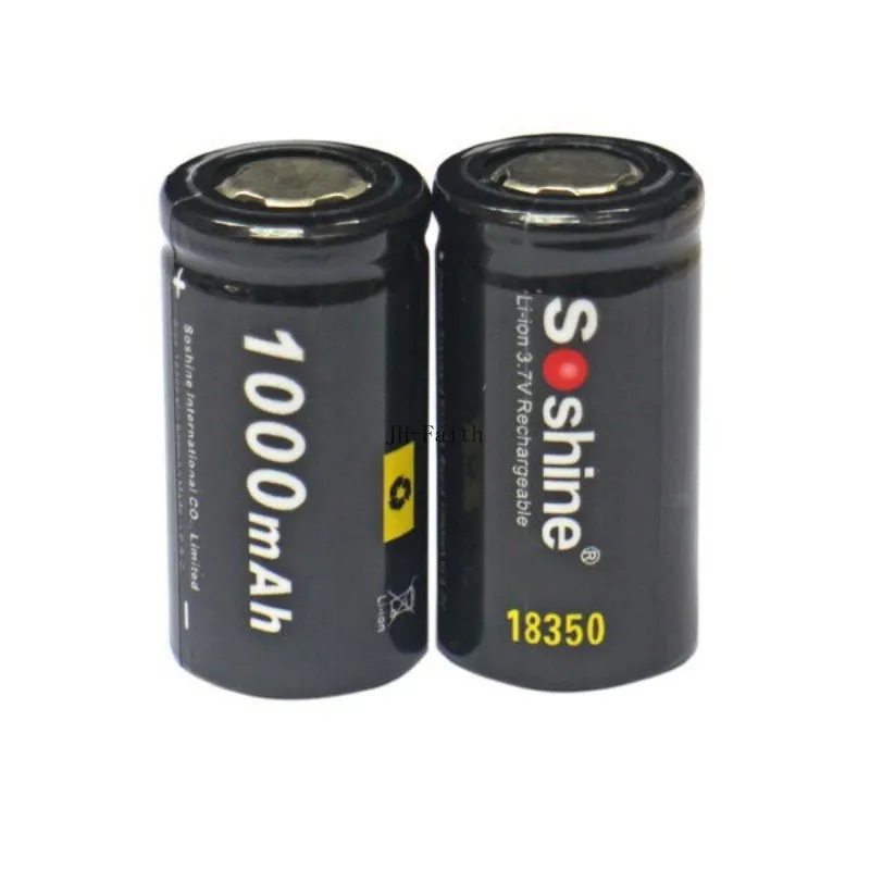 2 шт Soshine 18350 батарея 1000mAh 3 7 V литий ионная аккумуляторная с батарейным блоком|battery