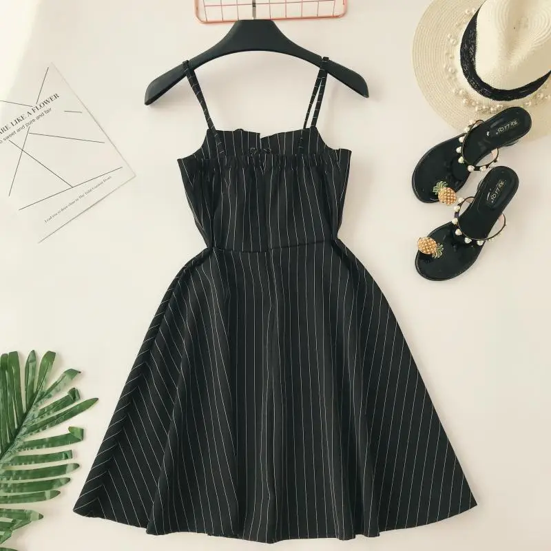 ALPHALMODA женское новое классическое Полосатое платье на бретельках, на шнуровке, с высокой талией, приталенное, для девушек, ТРАПЕЦИЕВИДНОЕ, винтажное, летнее, Vestidos