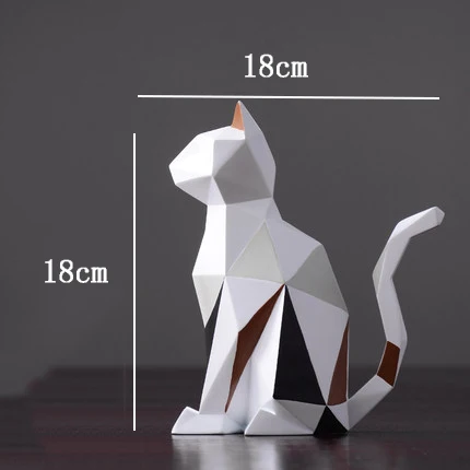 Cat Современные статуи кролика кота из смолы, скульптура, украшение, геометрические изделия, подарок, ТВ кабинет, Офисная статуя для украшения, статуя сада - Color: Cat