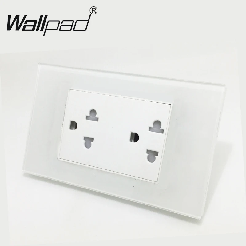 Высокое качество Wallpad 120 мм* 72 мм 110 V-250 V 15A США Австралия, Новая Зеландия, Стандартный белый Стекло двойная Настенная Розетка Powerpoint разъем
