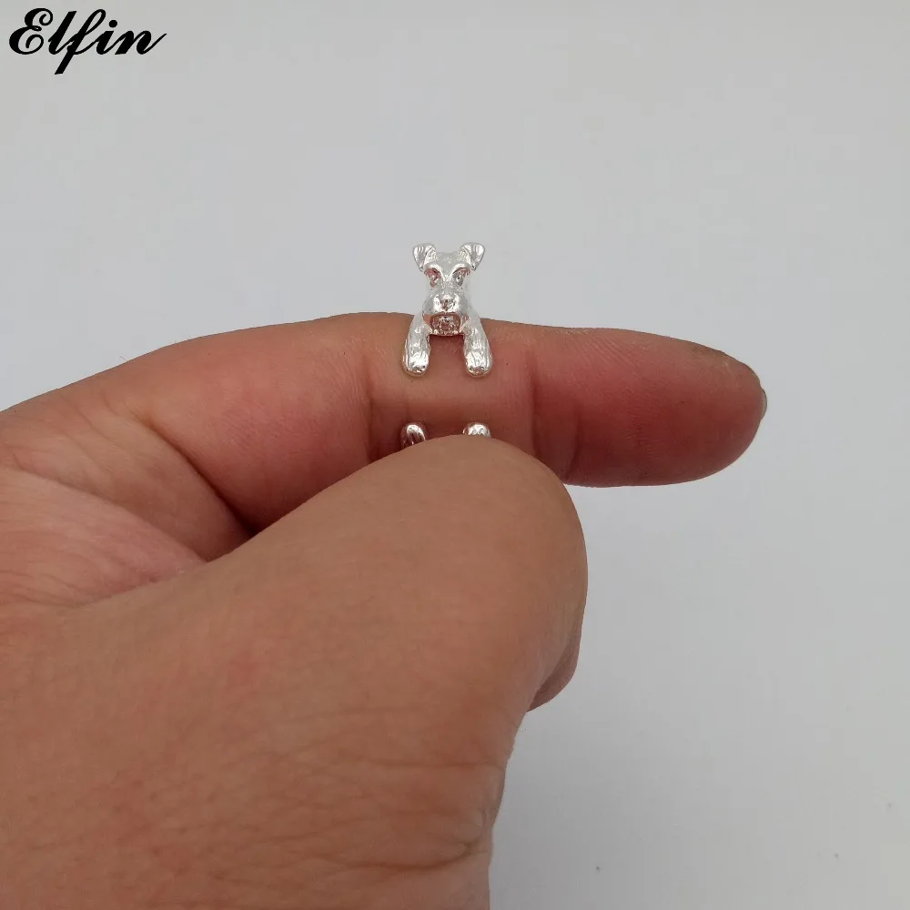 Elfin винтажное животное Шнауцер регулируемое кольцо Модные женские мужские