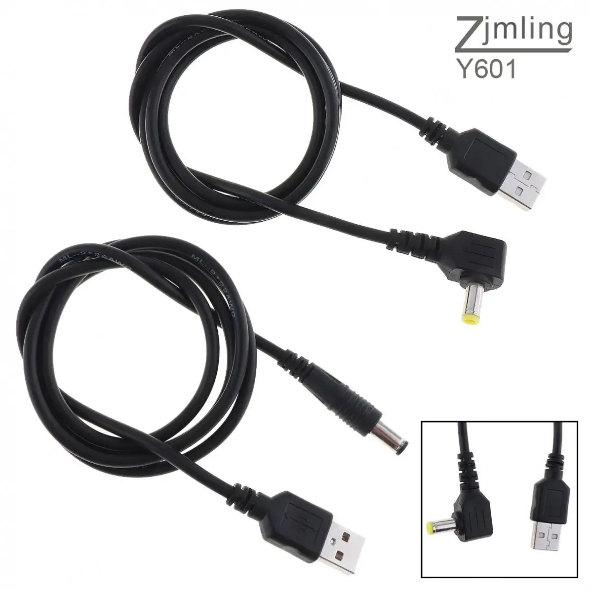 2 шт. 3A USB изогнутая головка с поворотным прямым заголовком DC кабель питания