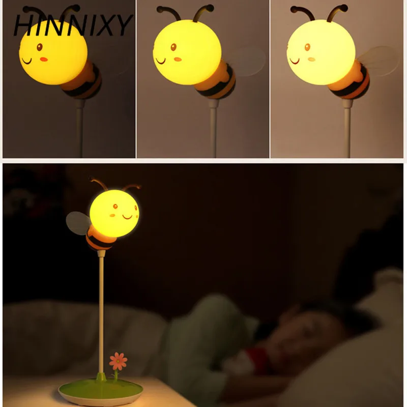 Hinnixy Bumble Bee ночник USB перезаряжаемая 3D настольная лампа животное розовый зеленый