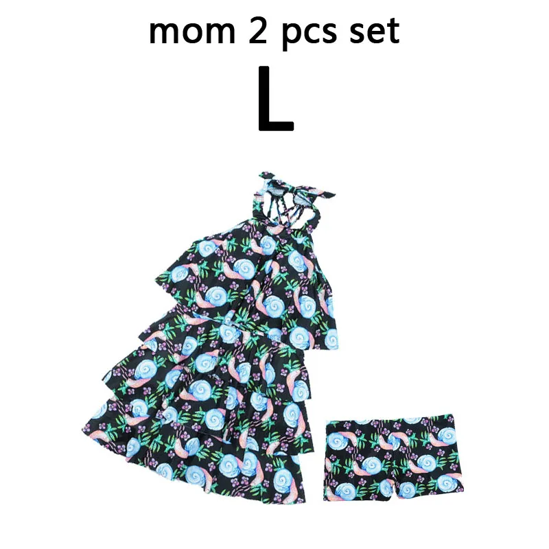 mom 2 pcs set L Платье для мамы и дочки; купальник для всей семьи; одежда для папы и сына; плавательные пляжные шорты; летняя одежда для мамы, папы и меня - Цвет: mom 2 pcs set L