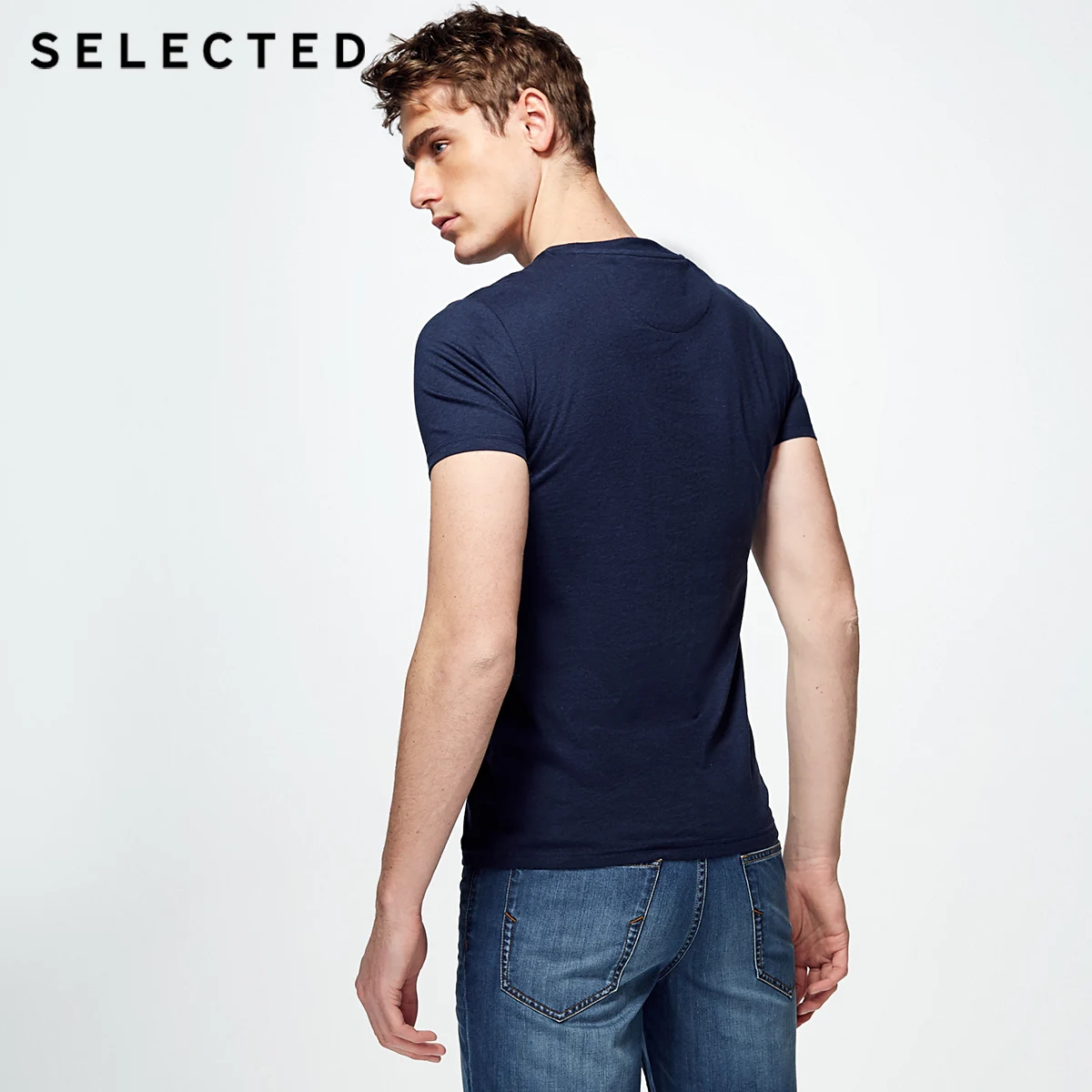 Футболка с короткими рукавами и круглым воротником из отборного хлопка C | 4182T4593 -