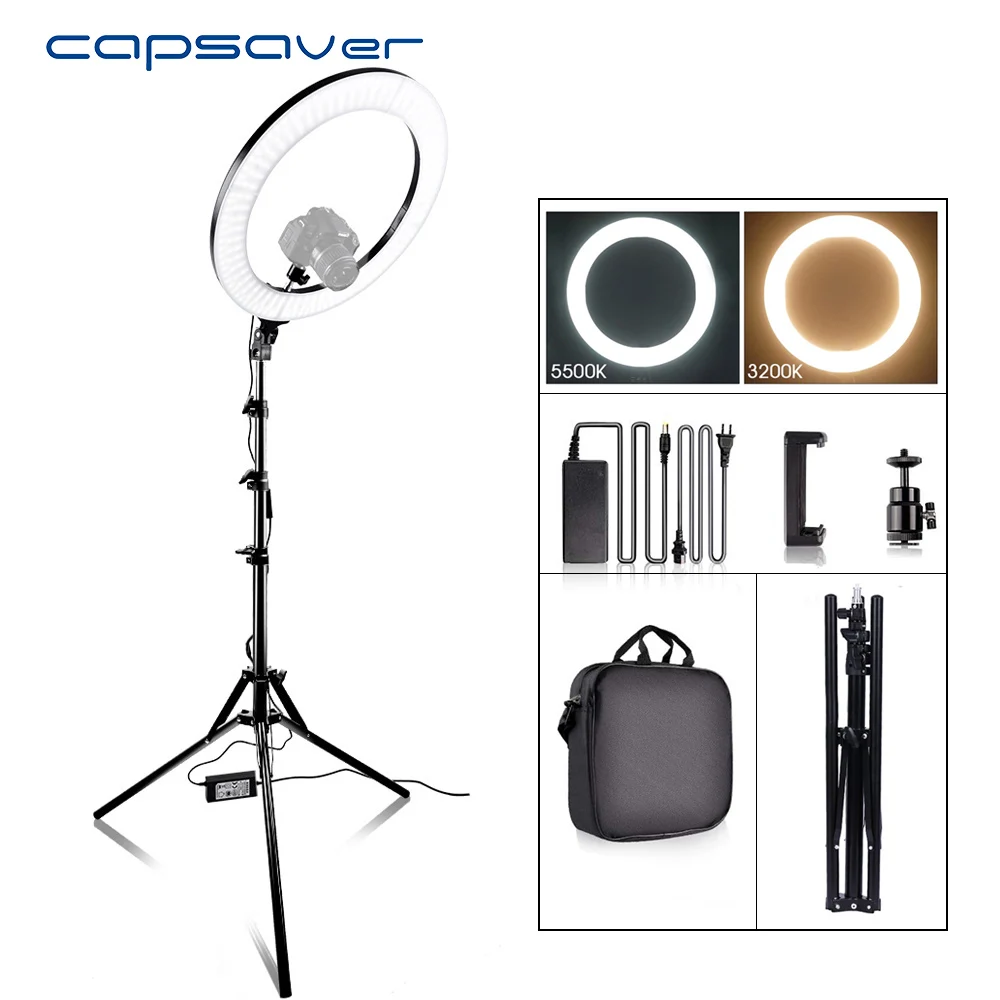 Светодиодный кольцевой светильник capsaver двухцветный 512 светодиодный s 18 дюймов