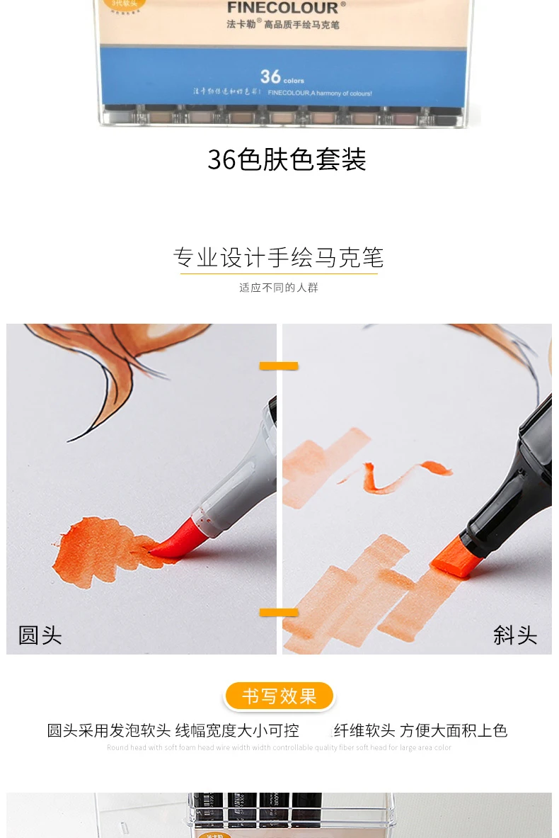 Finecolour EF102 на спиртовой основе с кляксами для манга зубная щетка с двумя головками и маркер-кисточка 12/24/36 Набор Профессиональный маркер для рисования ручка для товары для рукоделия