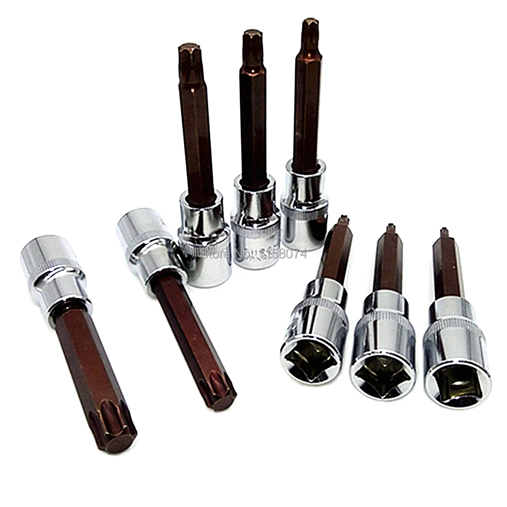 8 шт. Torx Бит Набор торцевых головок 1/2 &quotс квадратным адаптер T20 T25 T30 T40 T45 T50 T55 T60 Chrome