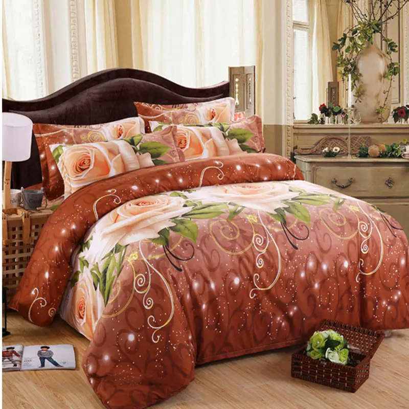 Fashion Luxury Printed 3D flower Bedding Set Queen King Full Size Bed linen Sheet Duvet Cover Pillow Case Sets c | Дом и сад
