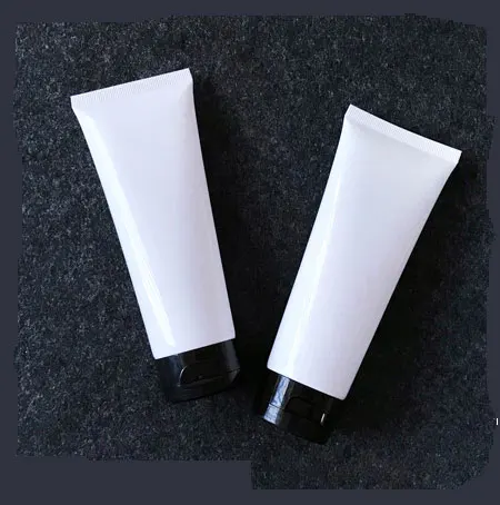 

300pcs/lot 100g 100ML PE Squeeze Soft Tube For Face Cleanser Plastic White Hand Cream Tube Cosmetic Containers with flip cap