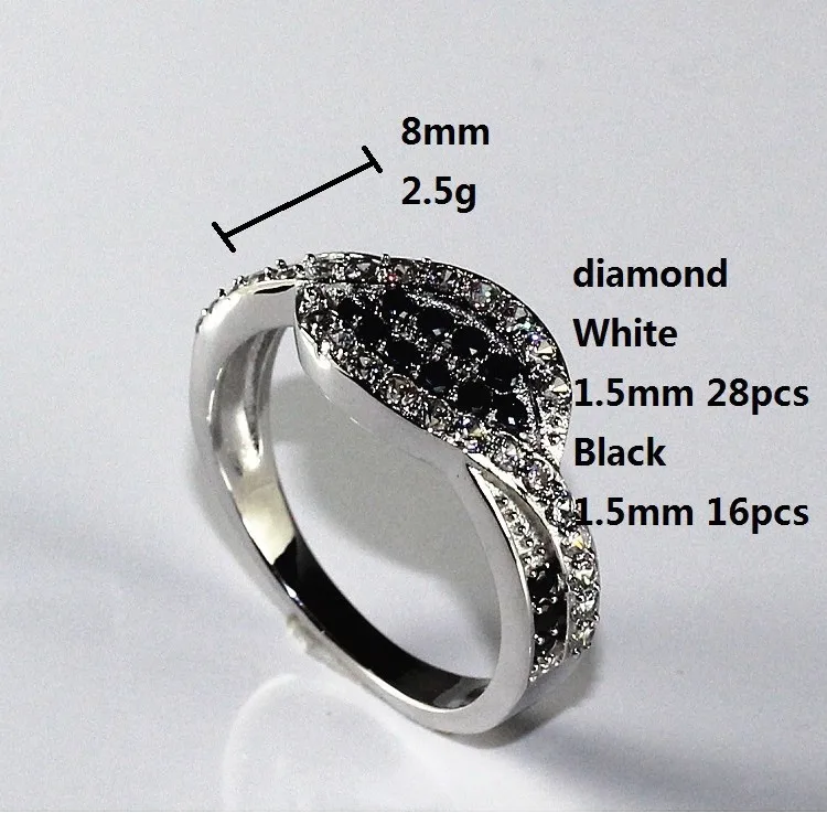 2016 обручальное кольцо на палец элегантные серебряные черные кольца с камнем для