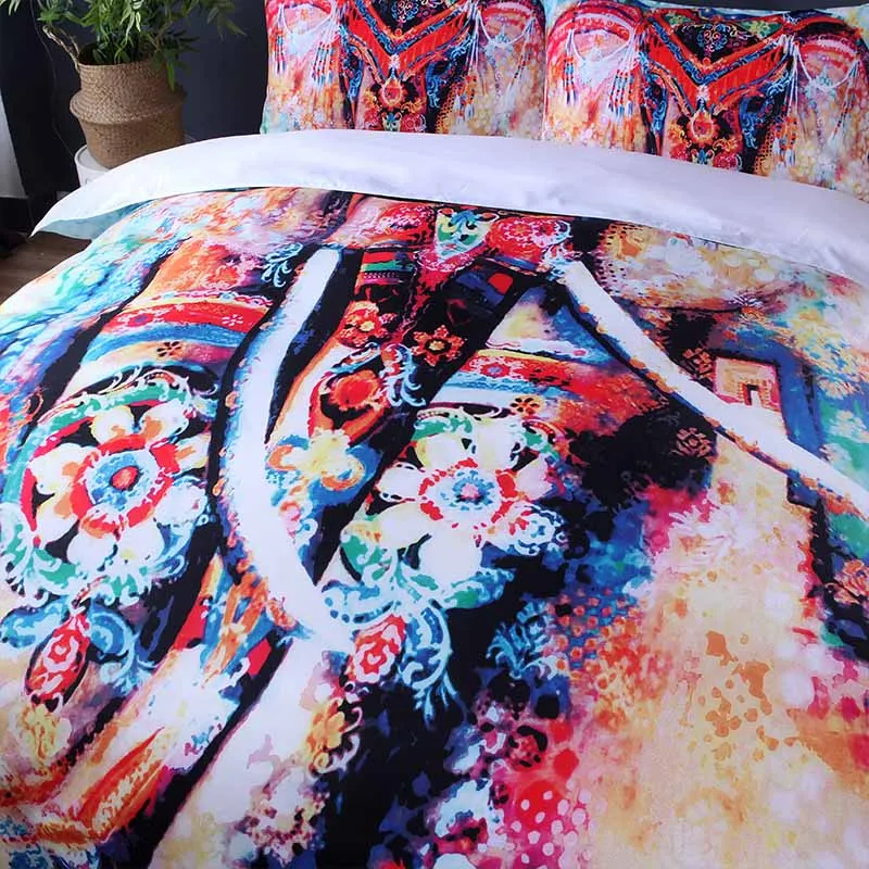 3d индийский слон печатных королева одеяло наборы Бохо постельные принадлежности