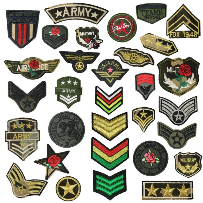 

10pcs Random Shipped Soldier Army Badges Patches Iron-on Embroidered Sewing on Patch Motif Applique Clothes Stickers
