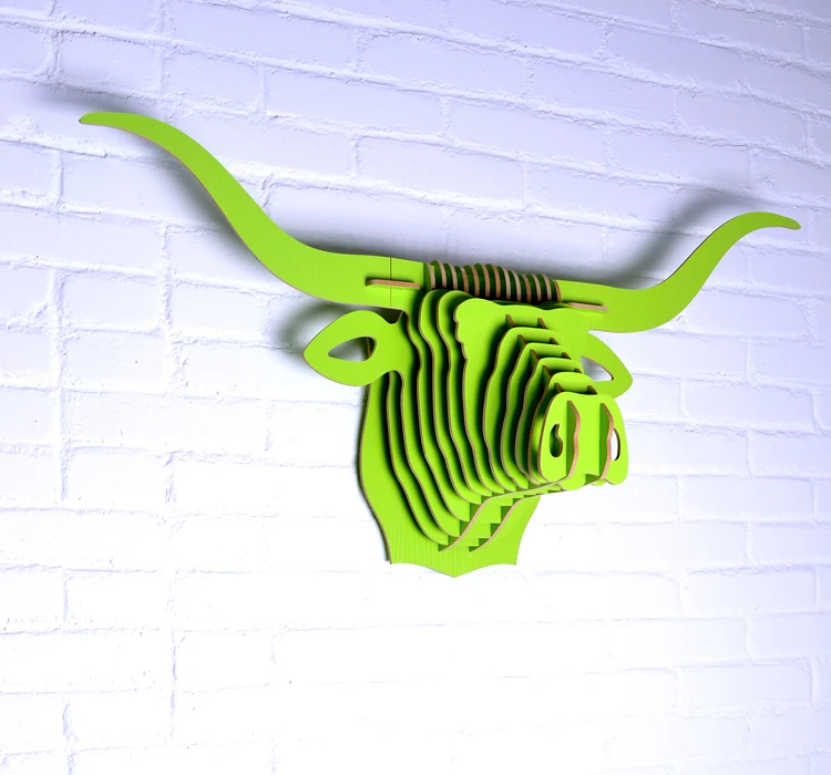 Бык голова стене висит творческий животных buffalo OX глава декор DIY деревянный