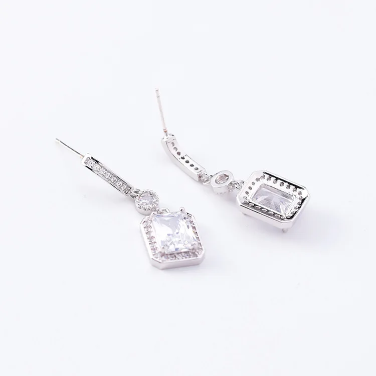 925 Silver Needle Korean Fashion Temperament Square Zircon Earrings for Women Girls Simple Wild Jewelry Gifts Female 2019 | Украшения и