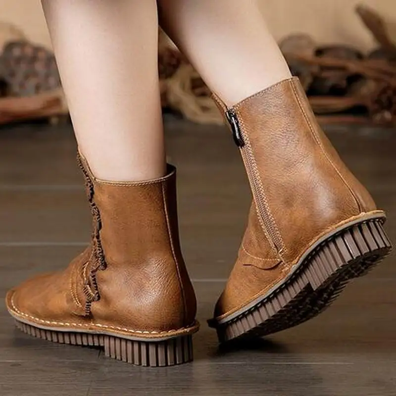Женская обувь высокого качества Chaussure женские ботинки из натуральной кожи