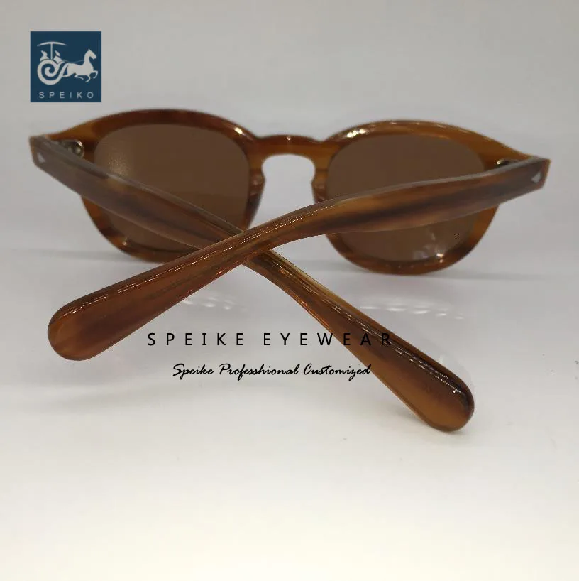 

SPEIKE Customized vintage tea sunglasses Johnny Depp Lemtosh style retro brown porlarized coffee can be myopia sunglasses