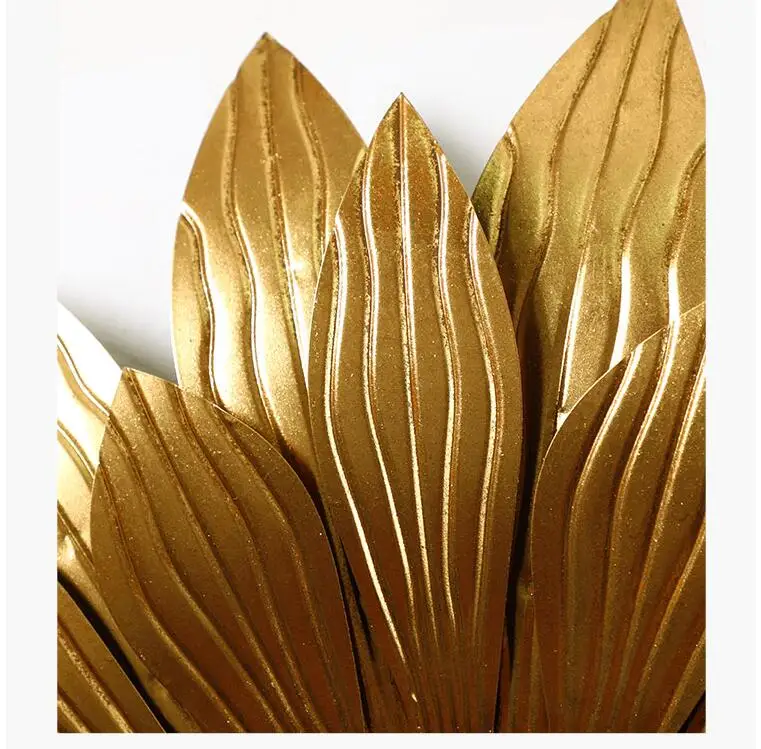 American Light Luxury Wrought Iron Gold Sun Flower Decorative Mirror Wall Hanging Pendant Aisle Background Wall Mural Crafts Art