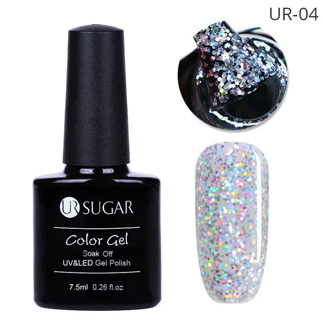 UR 04 UR SUGAR 1 бутылка 7,5 набор пластиковых бутылок для шампуней/кремов голографическая Звезда Луна блестки гель наклейки на ногти флаконы замочить от ногтей УФ гель лак - Цвет: UR 04