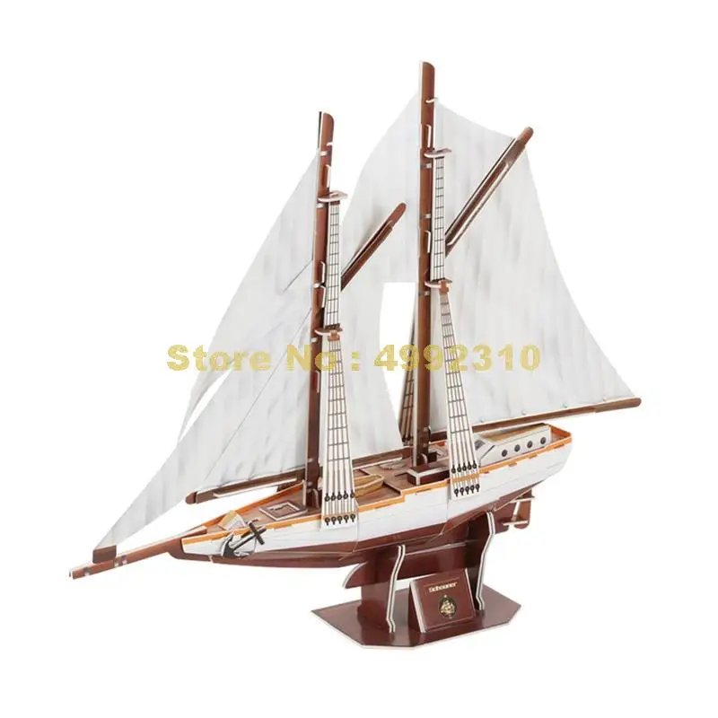 T4007h 77 шт двухмачтовая шхуна корабль 3d бумажная игрушка-головоломка