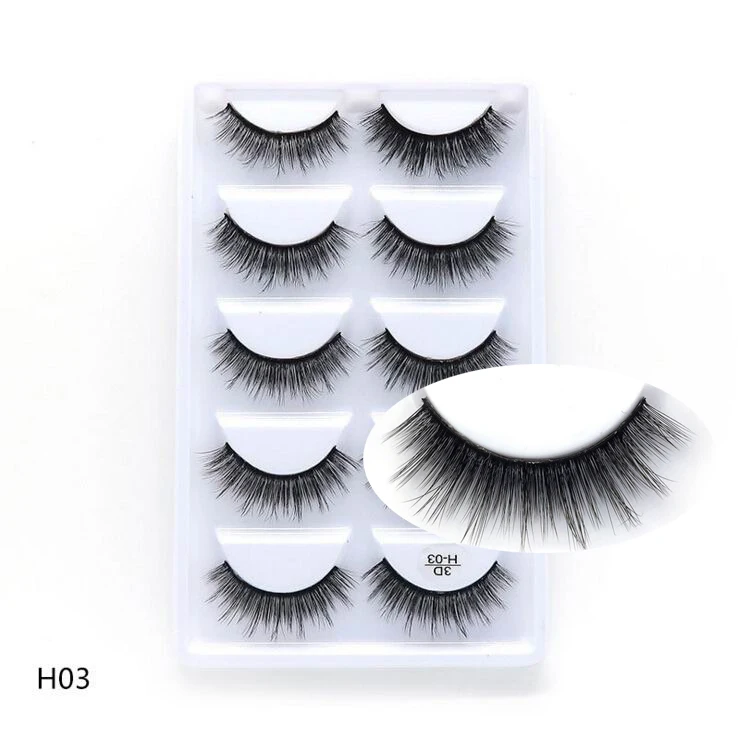 NEW 1/3/5 pairs Fake Mink Eyelashes 3D Natural False Eyelashes 3d Mink Lashes Soft Eyelash Extension Makeup Kit Cilios - Цвет: 03
