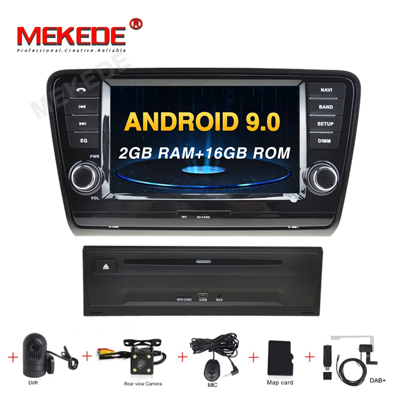 camera dvr dab Android 9,0 " 2din автомобильный gps Навигатор Радио Coche плеер для SKODA Octavia 2013- A8 с wifi bluetooth carplay USB navi - Цвет: camera dvr dab