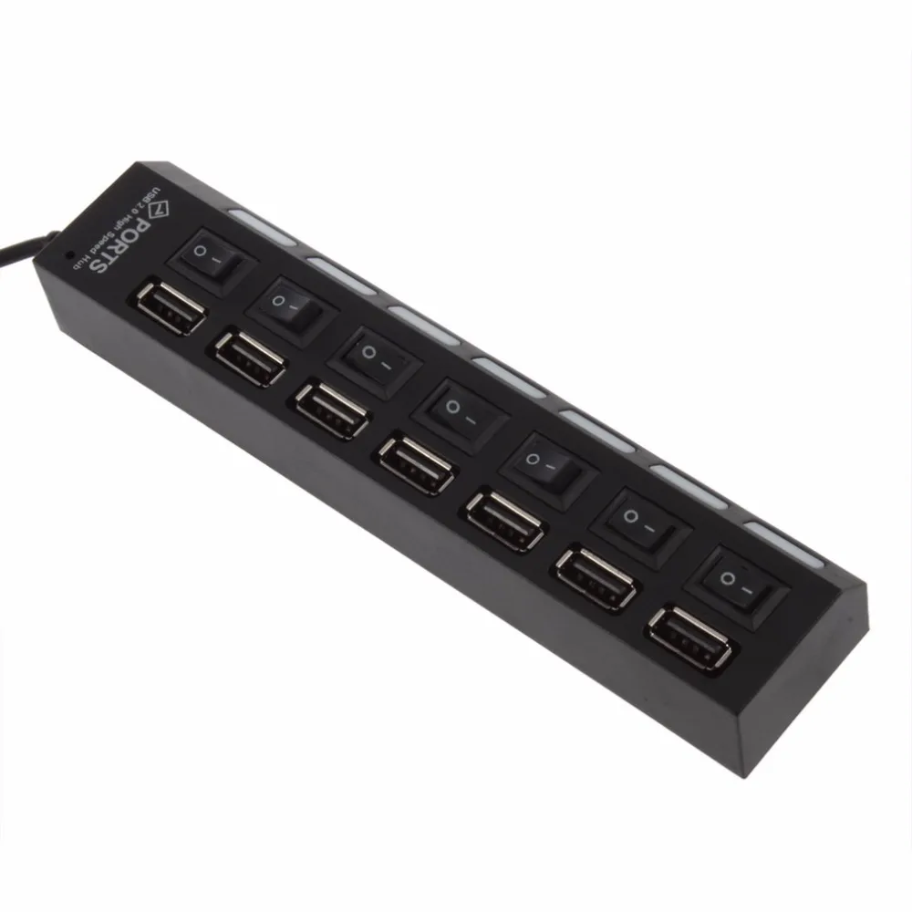 Colohas 1 шт. Переключатель ВКЛ/ВЫКЛ 7 портов USB 2 0 концентратор Высокоскоростной