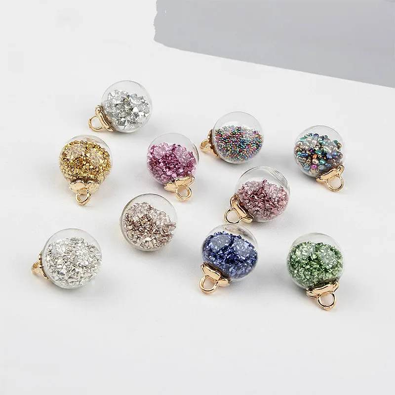 DIY ribbon hairpin accessories metal feeling wish sand bottle crystal transparent glass ball beads pendant | Украшения и