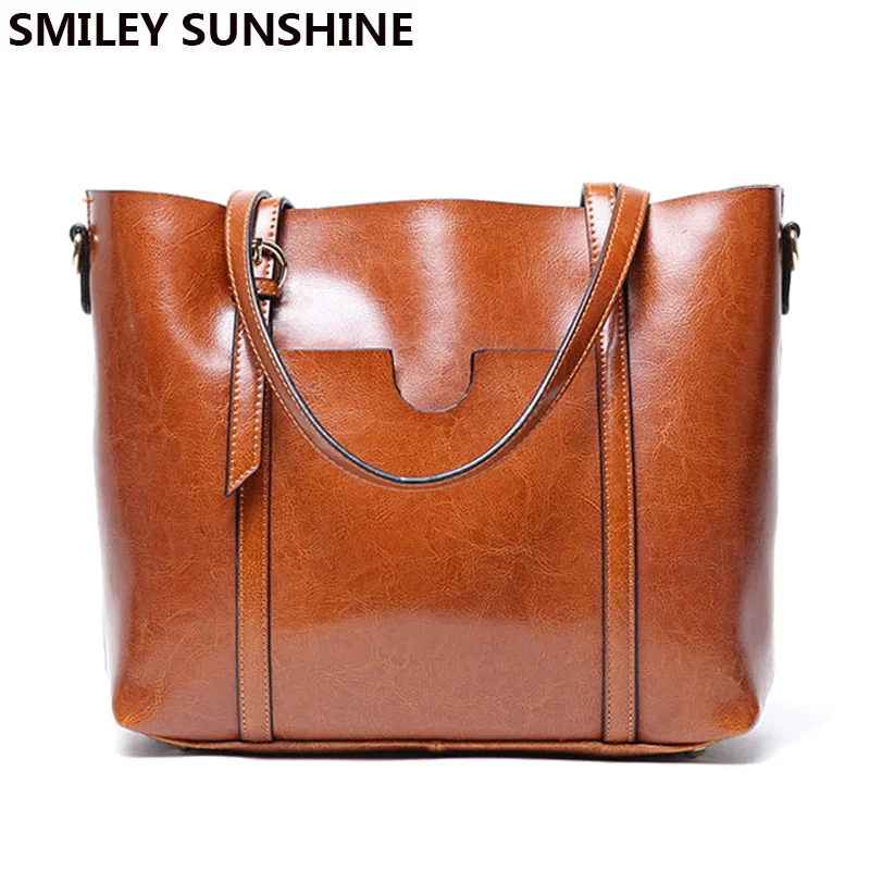 Женская сумка SMILEY SUNSHIINE из натуральной кожи, большая сумка, модные женские сумки с короткими ручками, большая женская роскошная сумка на плечо