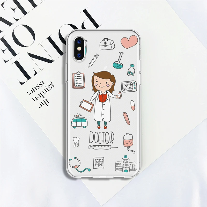 DIFFRBEAUTY милый медицинский чехол для iPhone 5 6 6S X XR MAX Plus прозрачный 8 7 Plus|Бамперы| |