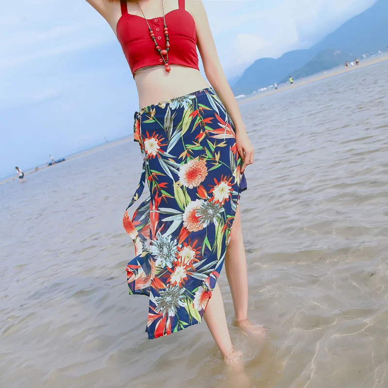 2018 Новый Гавайский Стиль печатных длинная юбка Для женщин Летние шифоновые