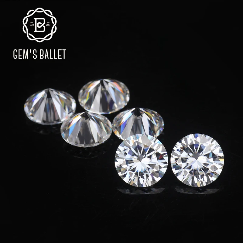 GEM'S BALLET 1.0Ct 6.5mm D Color Moissanite VVS Clarity Round Brilliant Cut Lab Grown Loose Stone for Engagement Ring Jewelry |