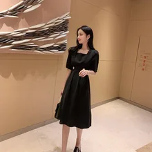 Новое модное корейское женское платье на лето 2020 длинная талия