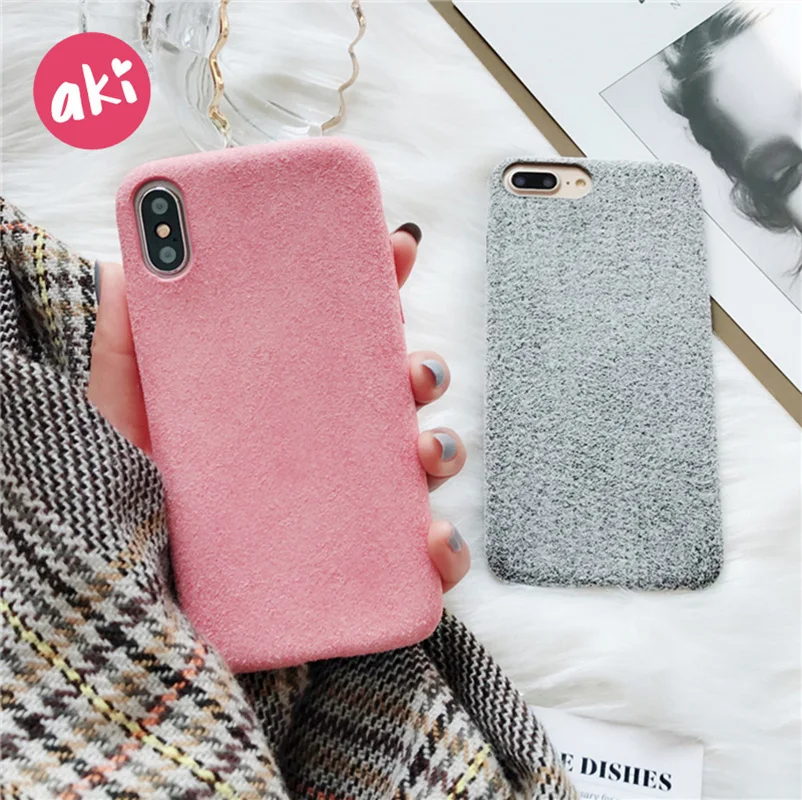 Чехол для телефона из микрофибры AKI iPhone 8 7 Plus тканевая задняя крышка чехол X 6 6S |