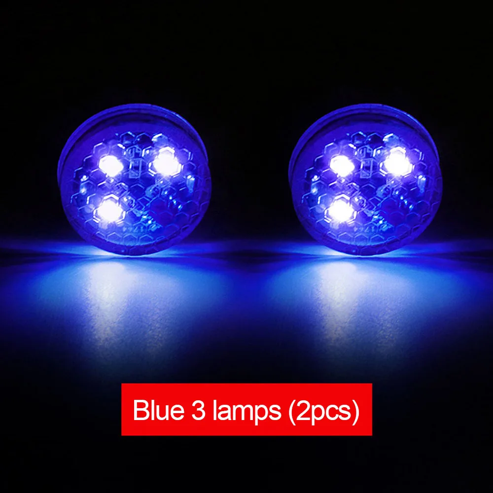 3LED Blue 2X Универсальный Автомобильный светодиодный авариПредупреждение для открывания двери, предупреждающий о столкновении, s светильник-вспышка, красный комплект, беспроводная сигнальная лампа, сигнальный светильник - Испускаемый цвет: 3LED Blue