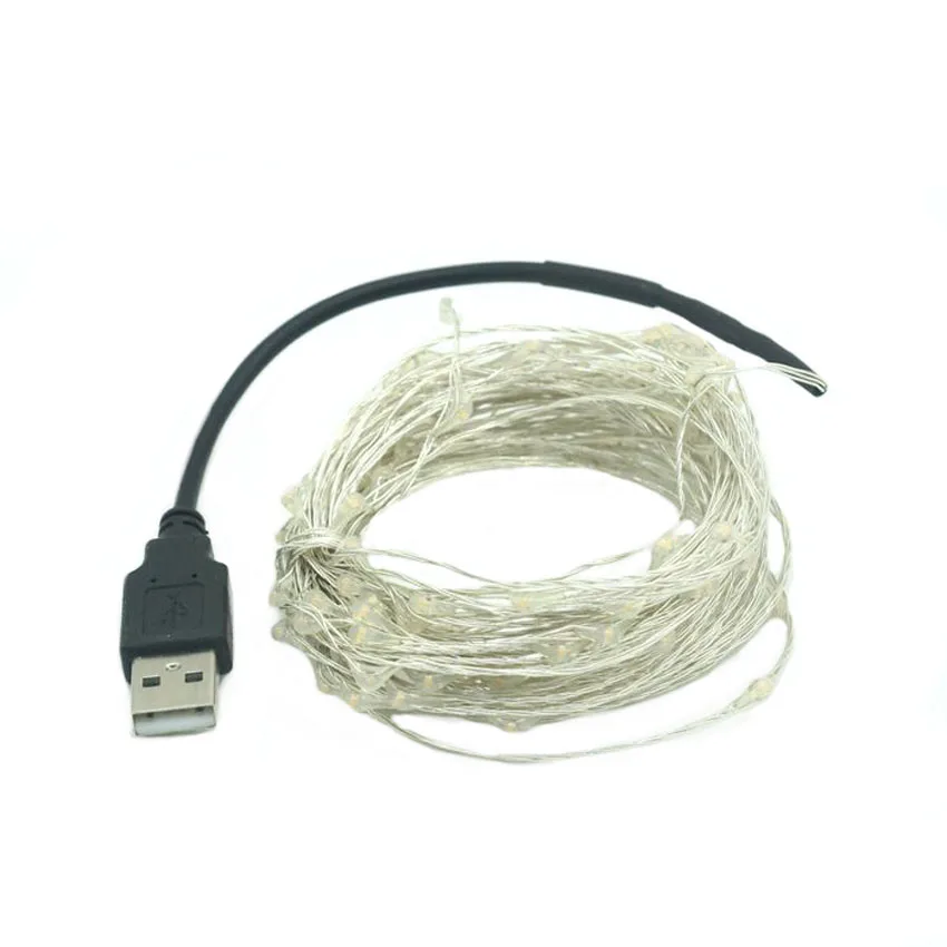 Рождественские огни USB 5 в 20 м 10 Светодиодная лента серебристого цвета
