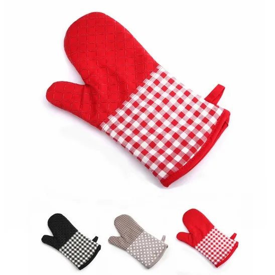 

1 шт. термостойкие толстые силиконовые хлопковые кухонные перчатки для барбекю, перчатки для приготовления пищи, рукавица для Гриль-барбекю...