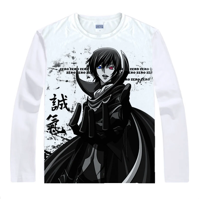 Code Geass Lelouch of the Rebellion футболки Для мужчин в стиле хип хоп с длинным рукавом