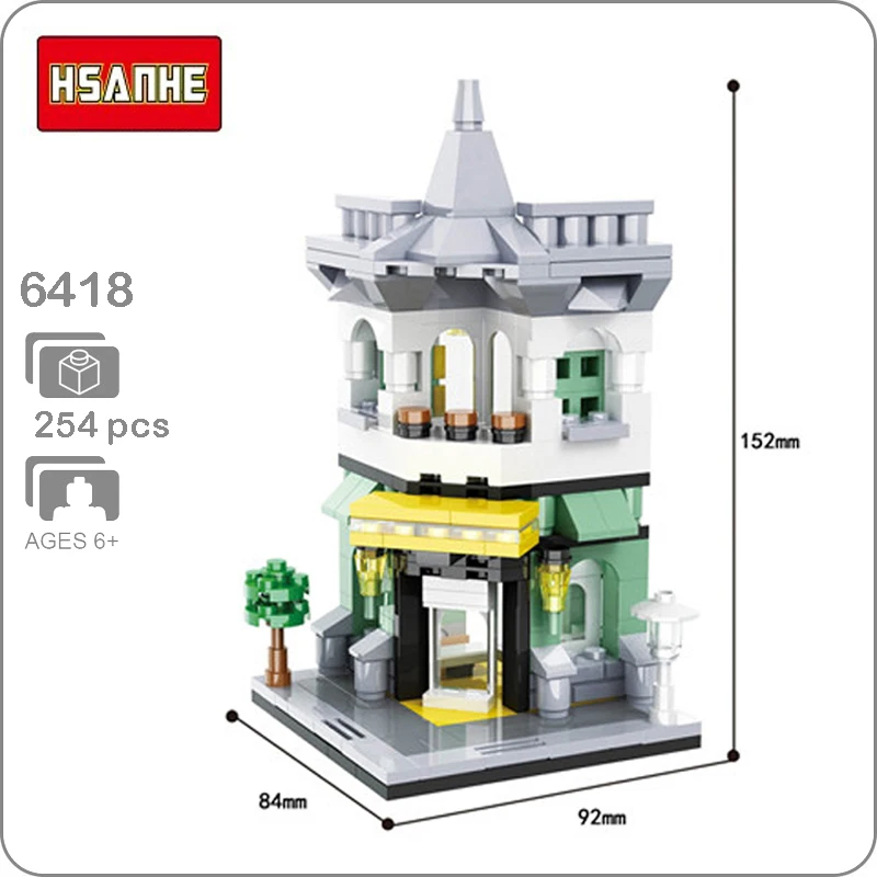 Mini City Street Hotel Shop Store Market Beauty Salon Wine Bank Restaurant DIY Blocks Building Toy Fit Legoings Gift Collection | Игрушки и