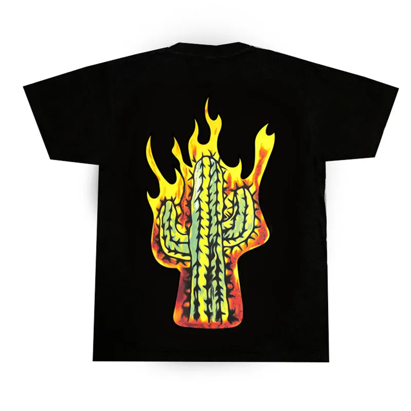 

TRAVIS SCOTT Stroke My Flaming Cactus T shirt Men Women 1:1 High Quality Travis Scott T-shirt