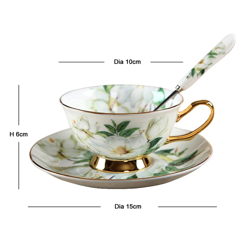 Костяной фарфор чашка с блюдцем набор цветочный узор Чай Кофе чашки Керамика