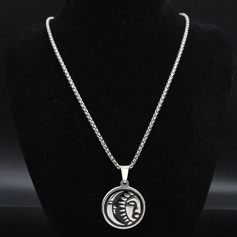 2019 модные ожерелья из нержавеющей стали с солнцем и Луной для женщин ювелирные
