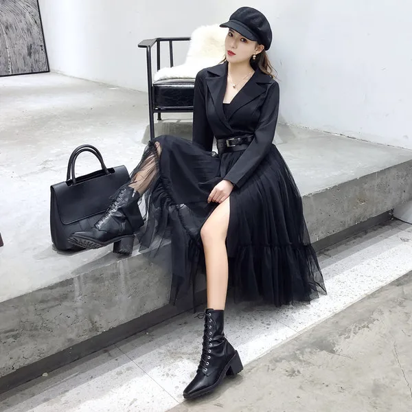 Пикантные плетением в стиле пэчворк элегантные Блейзер платья Vestidos 2019