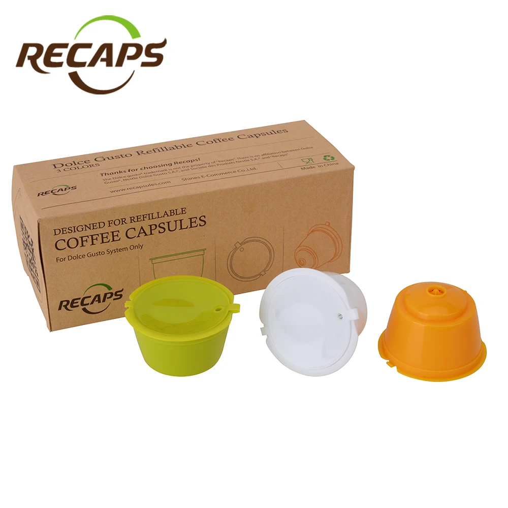 

Recaps 3pcs Reusable Refillable Capsules Pods for Nescafe Dolce Gusto Machines Maker Coffee Capsule Pod Cup Cafeteira