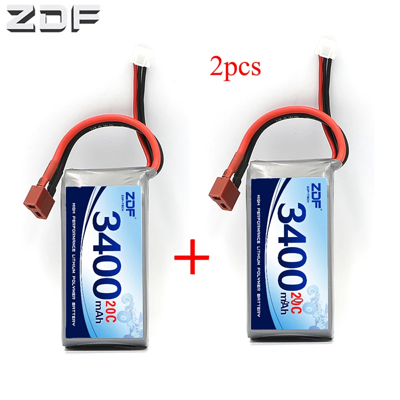 ZDF 2 шт Rc Lipo батарея HV 4 35 V 2S 7 3400mah 20C Max 40C для Wltoys 12428 12423 1:12 RC автозапчасти|Детали и