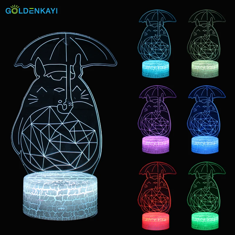 3D Totoro LED Оригинальное ночное освещение атмосферная лампа Мультяшные игрушки