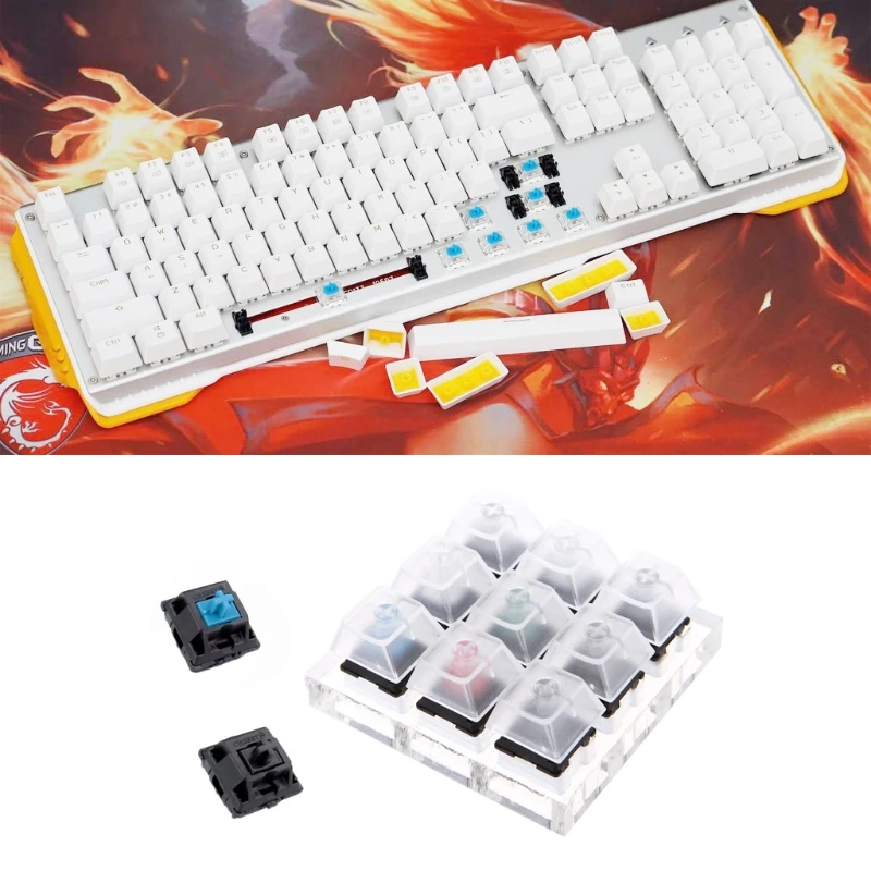 Механический переключатель клавиатуры 9 клавиатура Cherry MX тестер набор колпачки